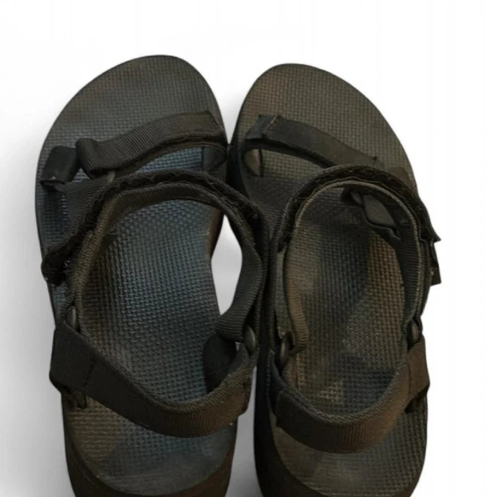 Teva Flatform Universal Black Platform Sandals Womens 9 Hook Loop Strappy